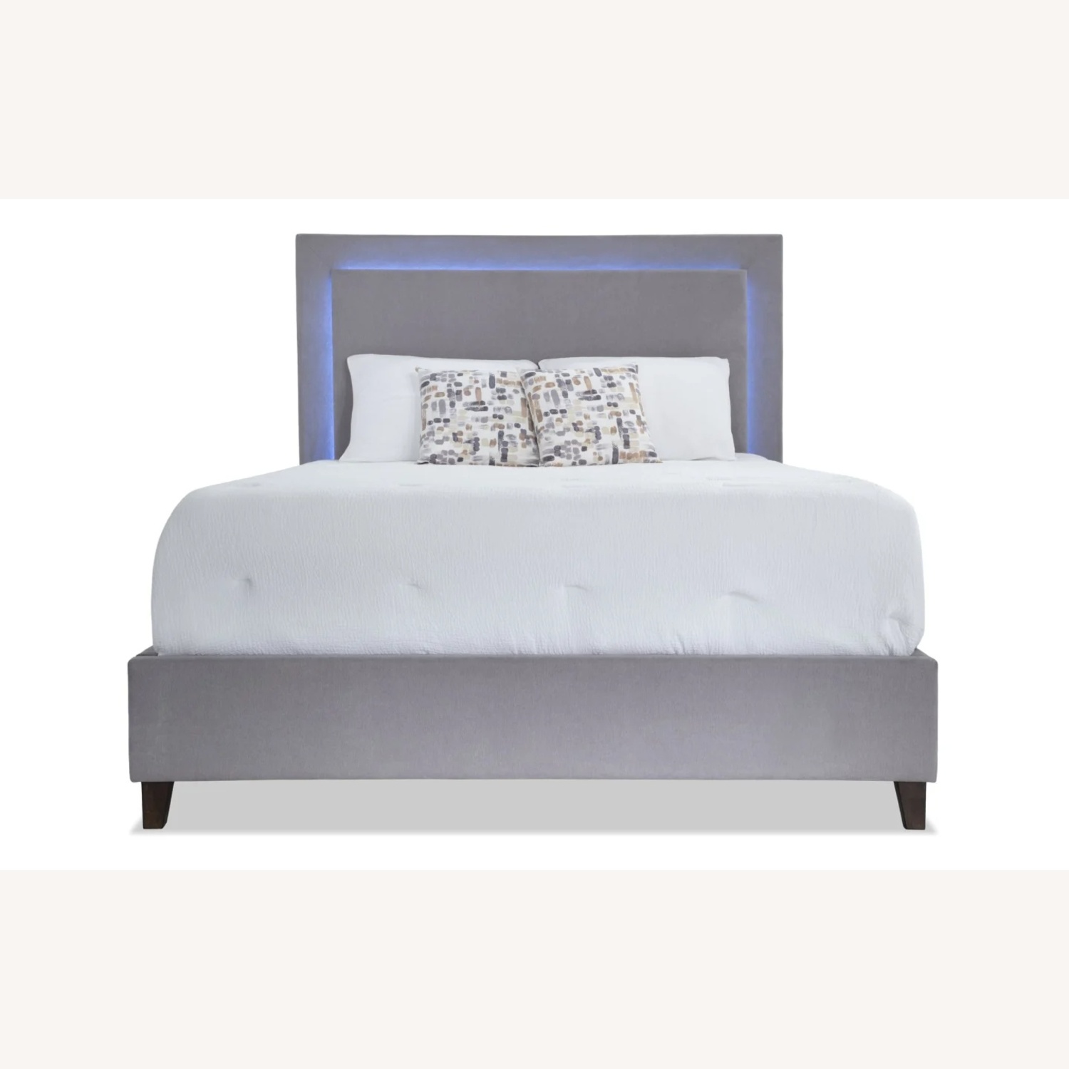 Performa Queen Gray Upholstered Panel Bed - image-0