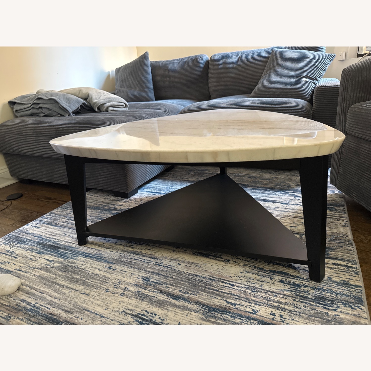 Elm Espresso & Marble Triangle Coffee Table - image-3