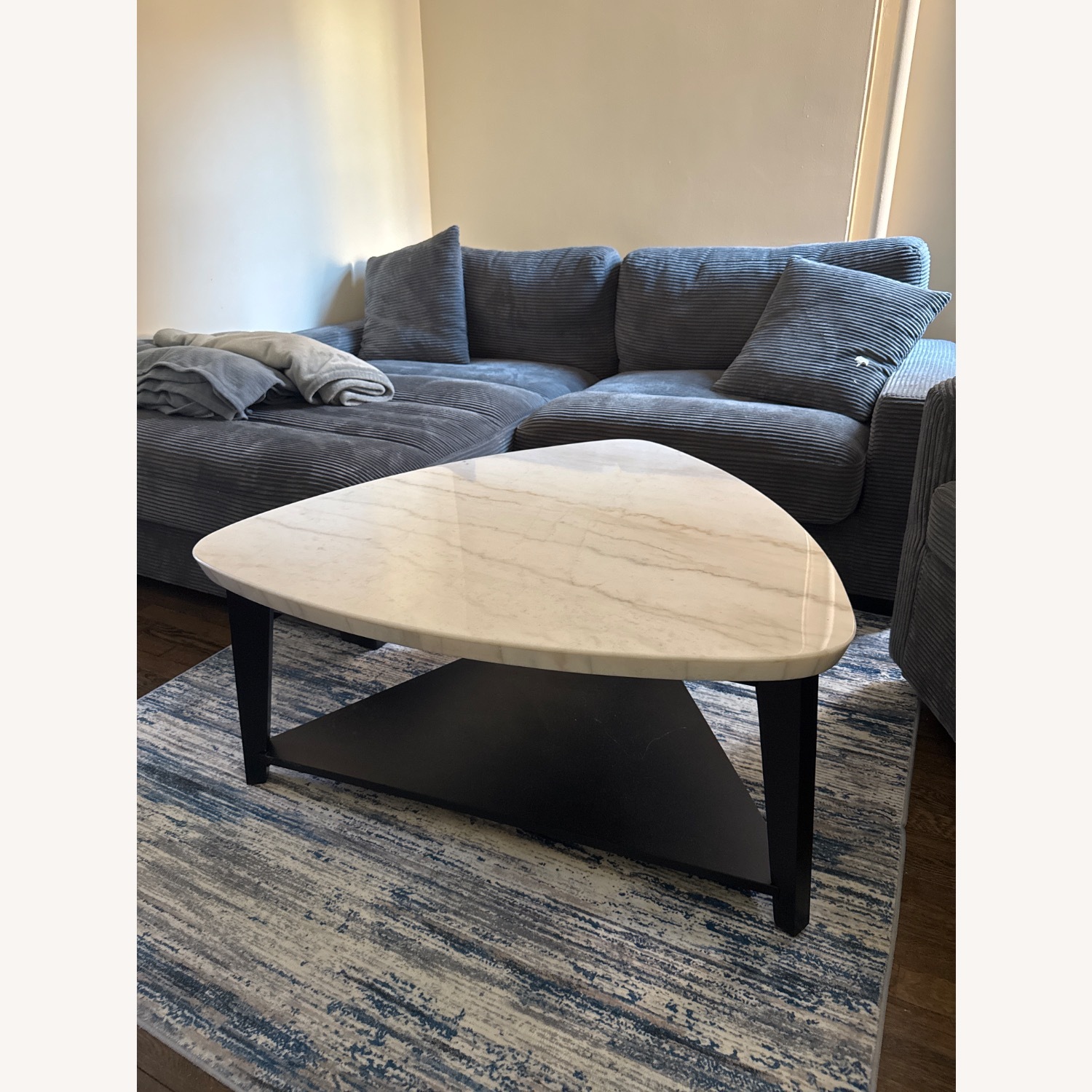 Elm Espresso & Marble Triangle Coffee Table - image-2
