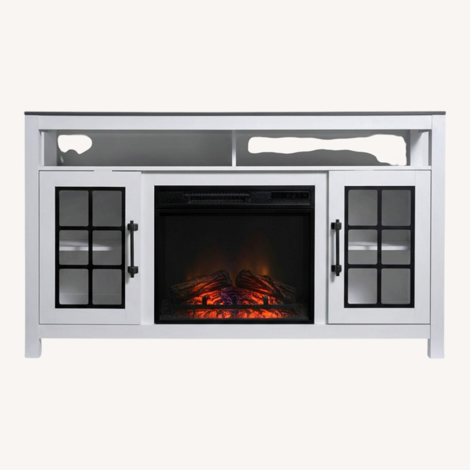 Modern Farmhouse 59.5'' White & Gray Electric Fireplace and TV Stand - image-7
