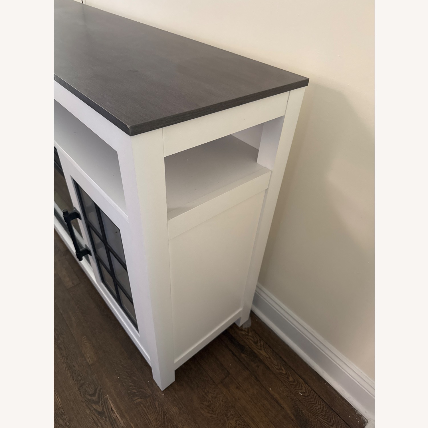 Modern Farmhouse 59.5'' White & Gray Electric Fireplace and TV Stand - image-3