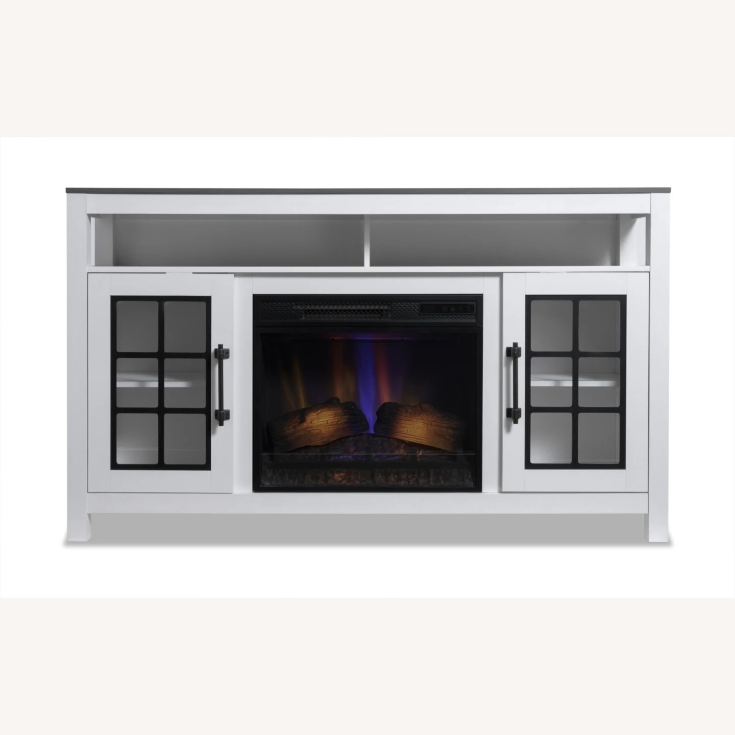 Modern Farmhouse 59.5'' White & Gray Electric Fireplace and TV Stand - image-6