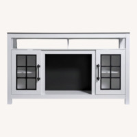 Modern Farmhouse 59.5'' White & Gray Electric Fireplace and TV Stand