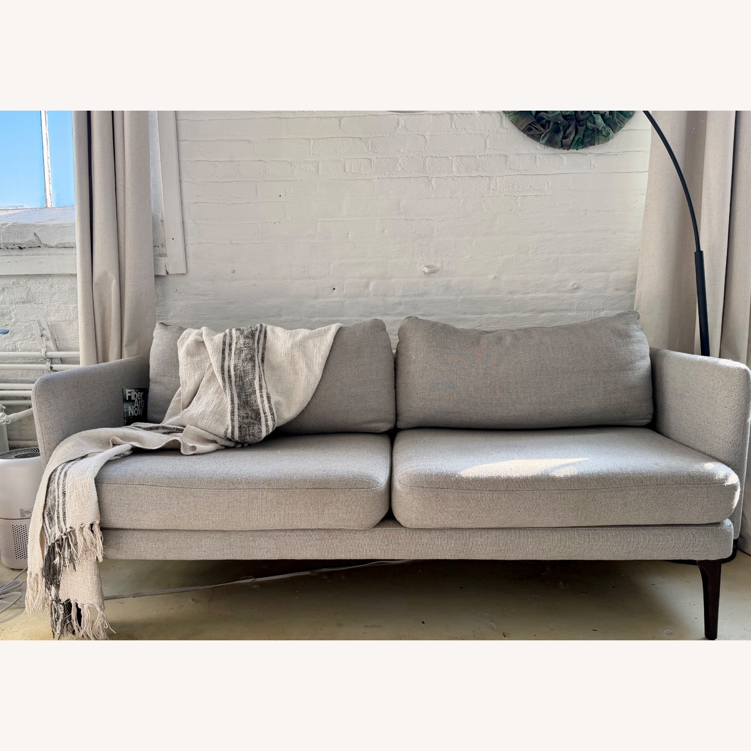 West Elm Auburn Light Gray Fabric 2 Seater Sofa - image-1