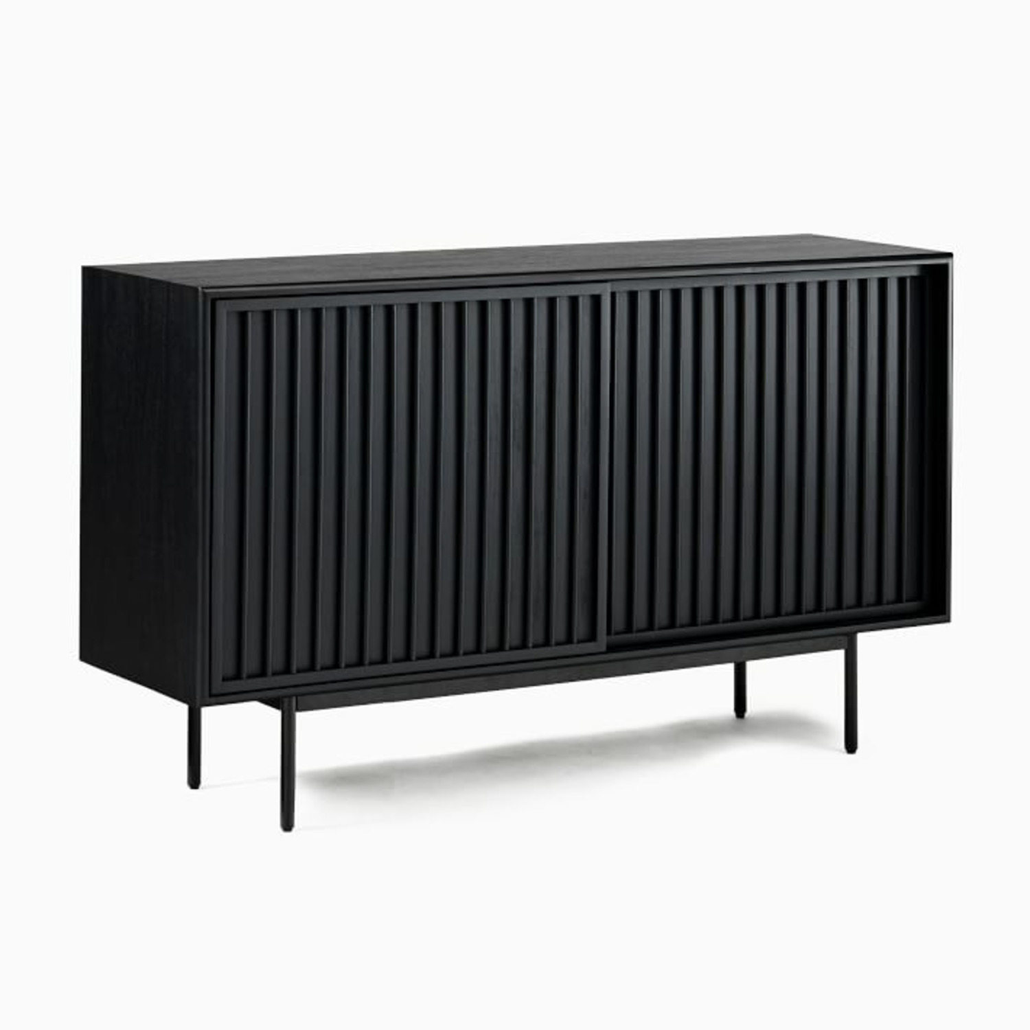 West Elm Black Slatted Shallow Media Console (48") - image-0