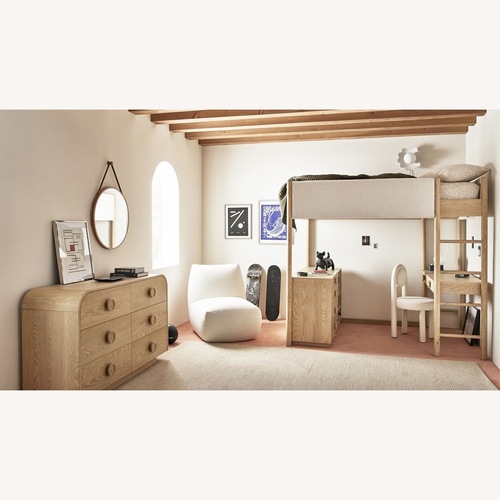 Used West Elm Kids Natural Wood Bunk Bed for sale on AptDeco