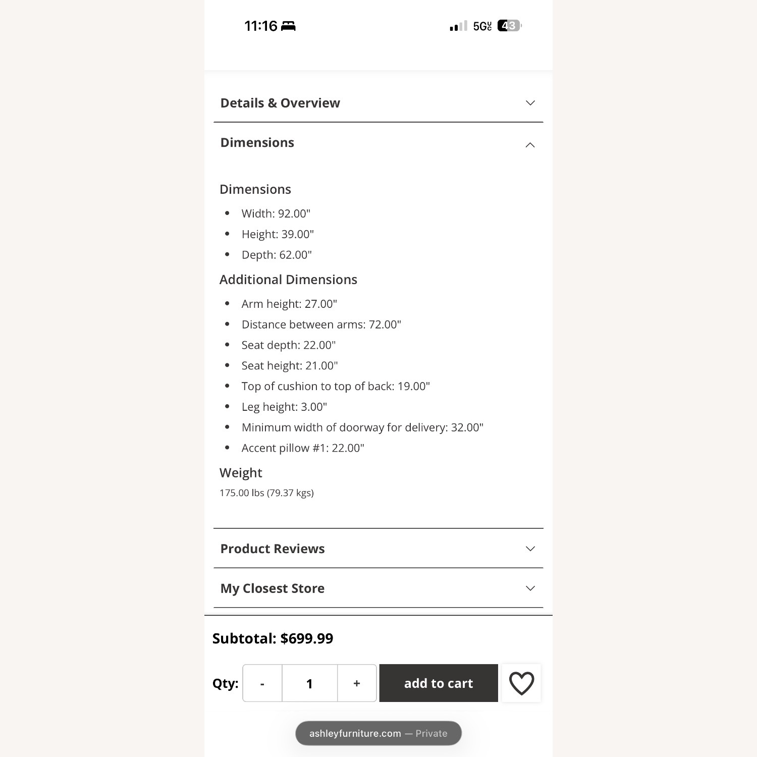 Ashely Furniture Stonemeade Sofa - image-3