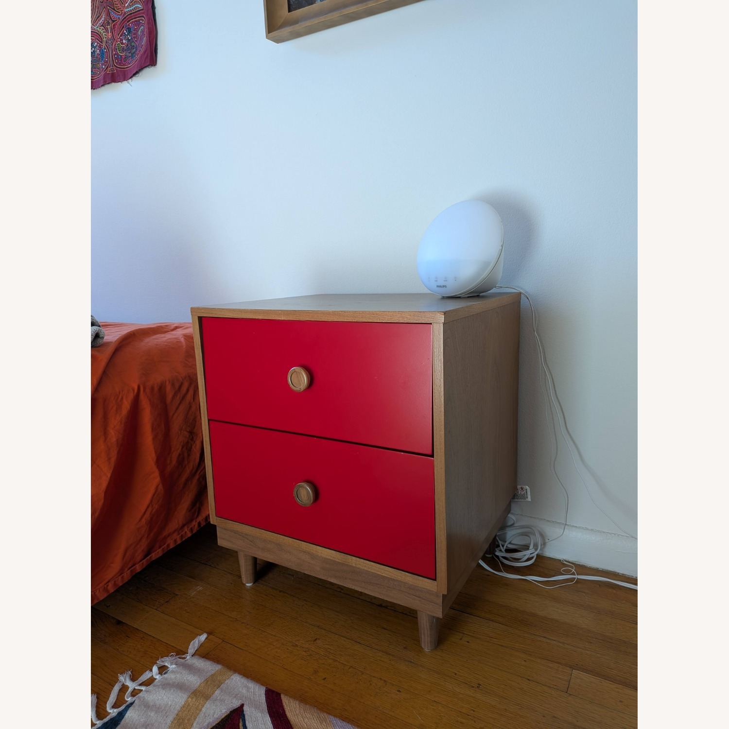 Wood Red Nightstand - image-2