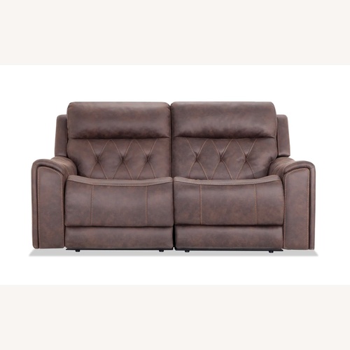 Used Bob's Discount Furniture Canyon Walnut 70" Power Reclining Loveseat for sale on AptDeco