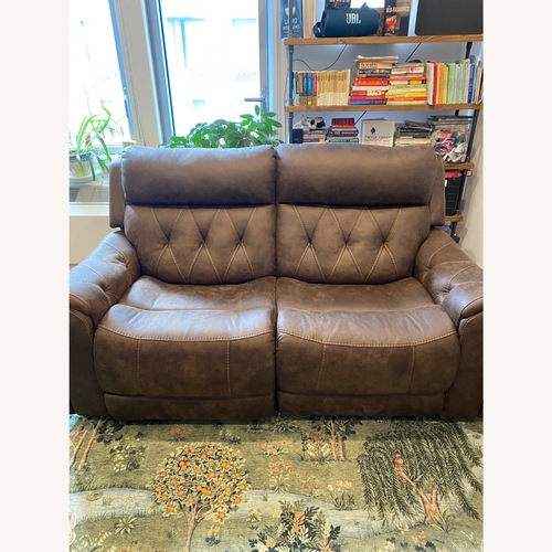 Used Bob's Discount Furniture Canyon Walnut 70" Power Reclining Loveseat for sale on AptDeco