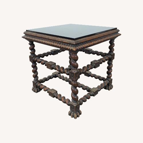 Used Vintage Glass Top Carved End Table for sale on AptDeco