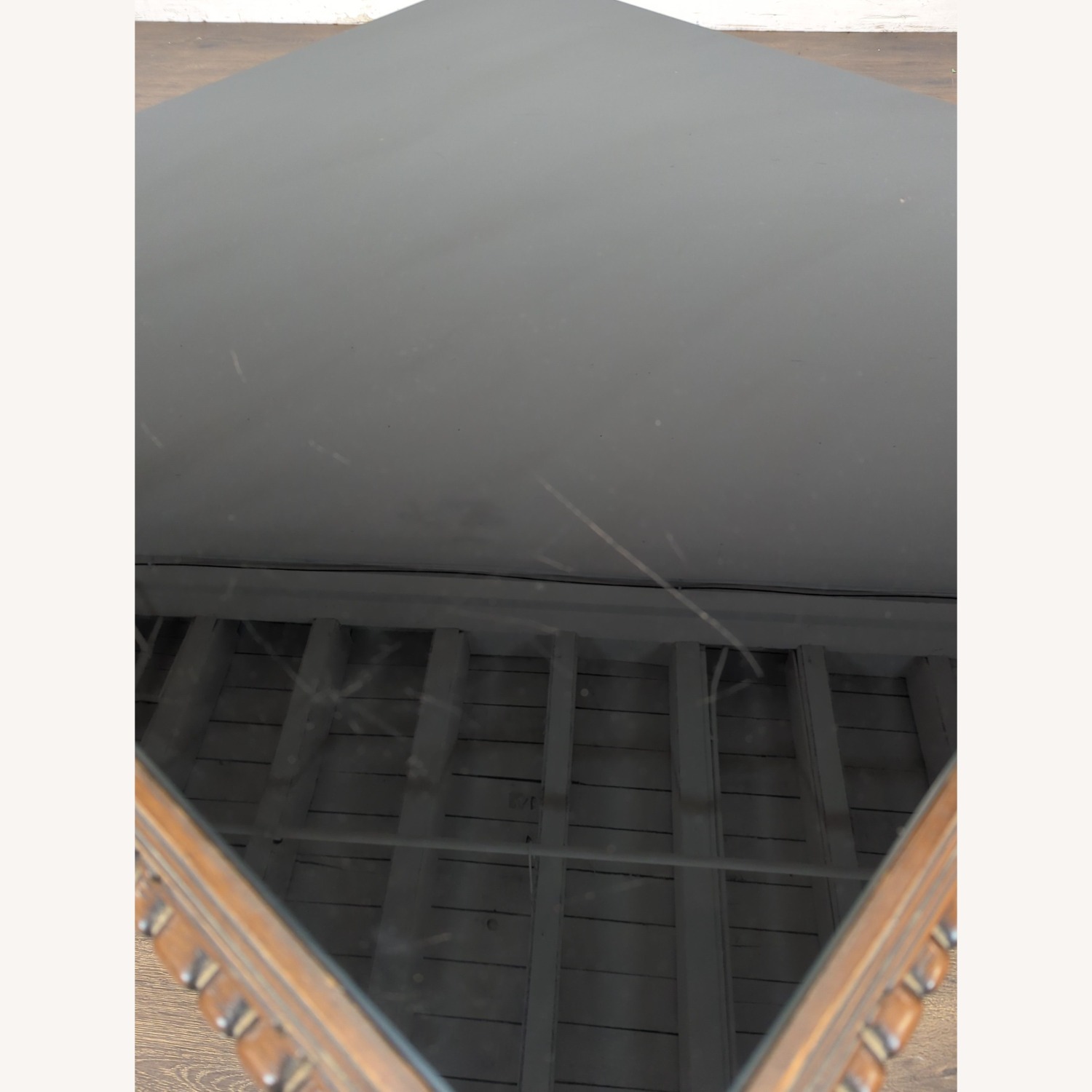 Vintage Glass Top Carved End Table	 - image-6