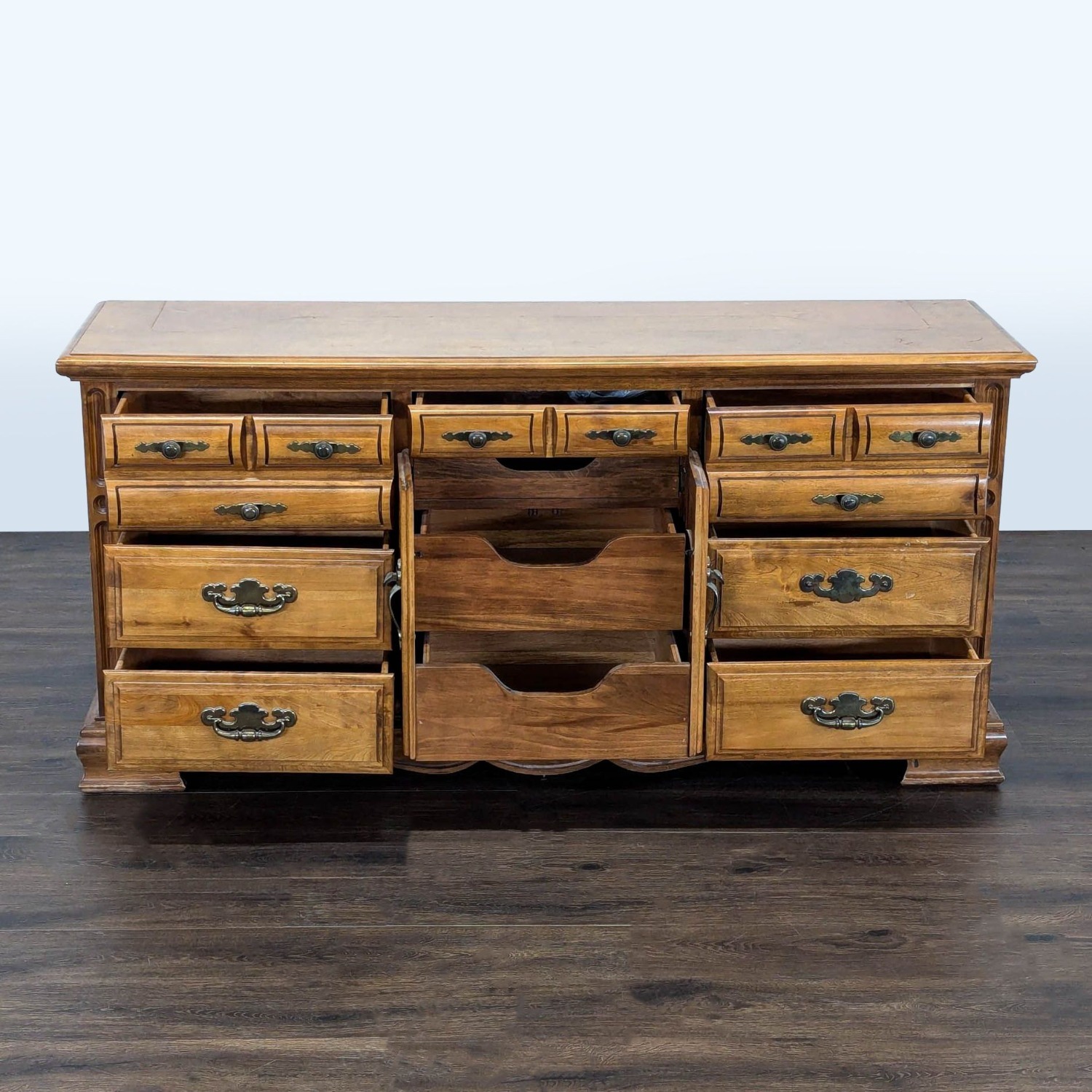 Solid Wood 10-Drawer Dresser with Central Cabinet  - image-1