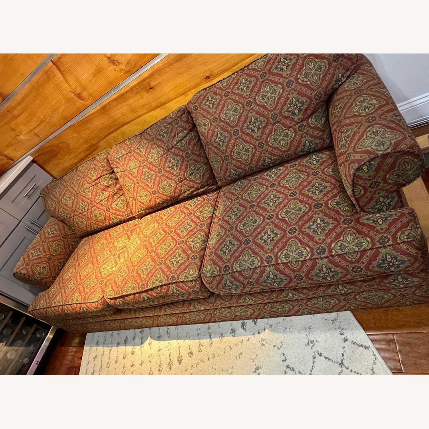 Retro Red & Olive Green Couch - image-2