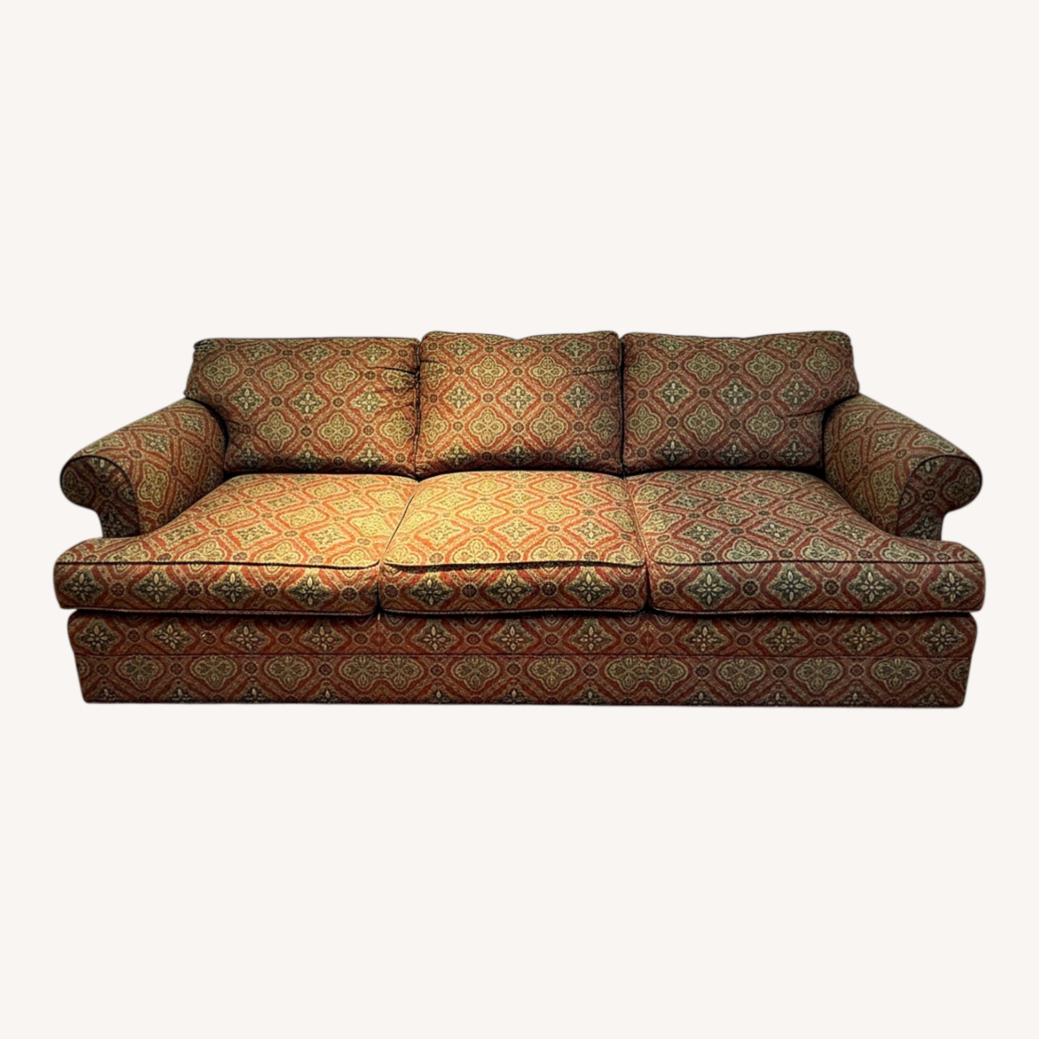 Retro Red & Olive Green Couch - image-0