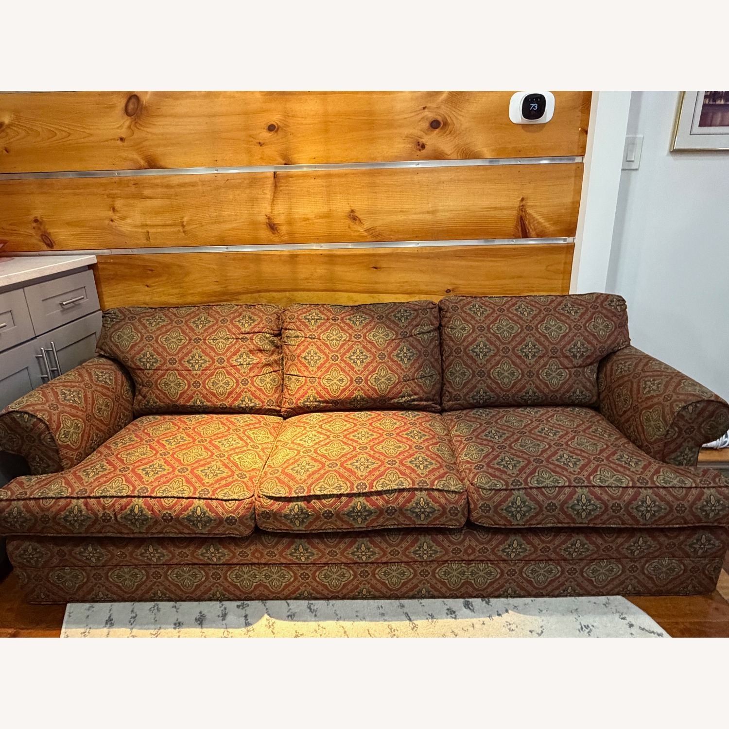 Retro Red & Olive Green Couch - image-1