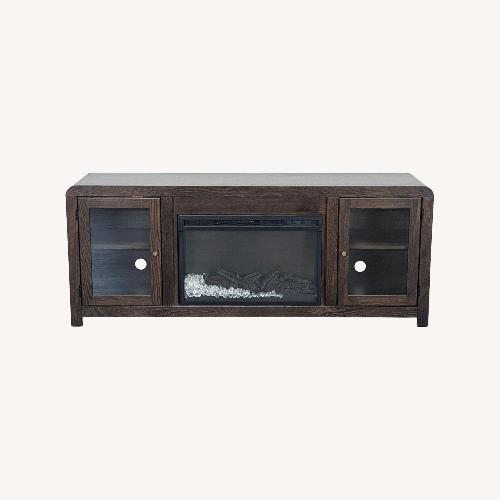 Used Living Spaces Kabria Cocoa Fireplace TV Stand for sale on AptDeco