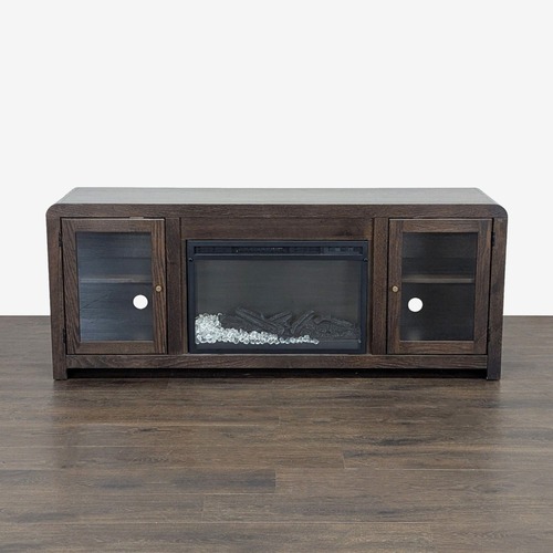 Used Living Spaces Kabria Cocoa Fireplace TV Stand for sale on AptDeco