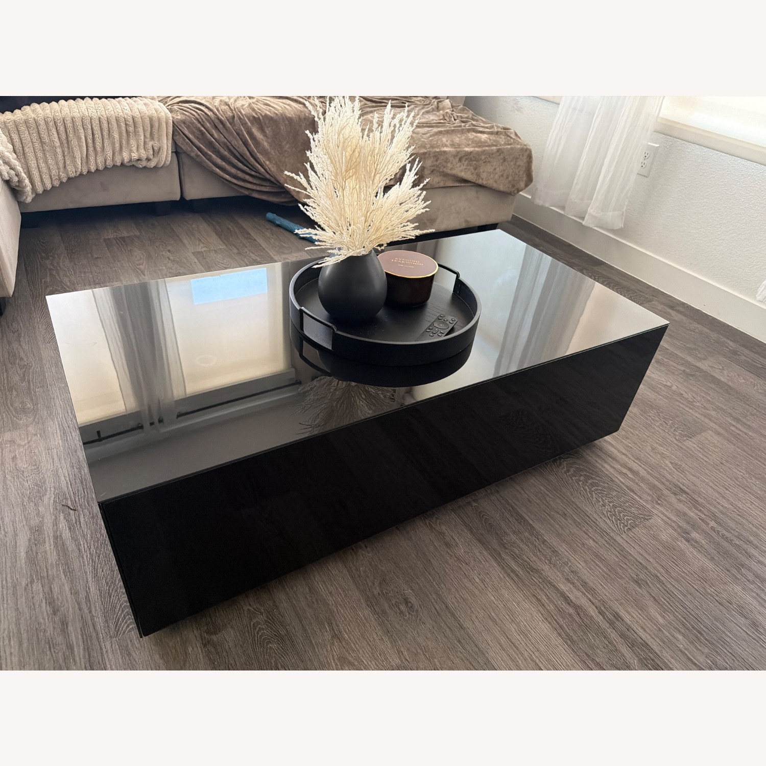 Modern Black Glass Coffee Table - image-2