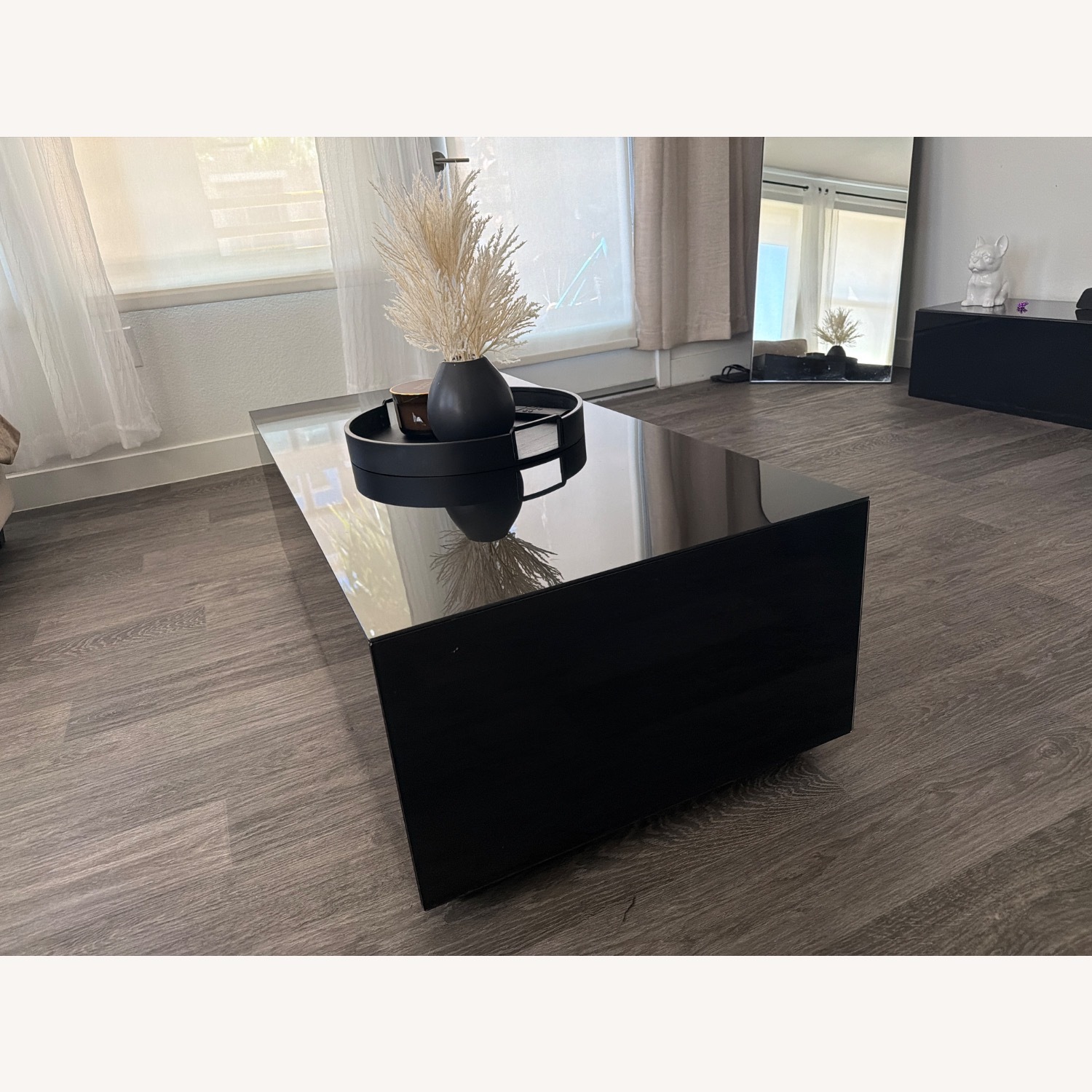Modern Black Glass Coffee Table - image-3