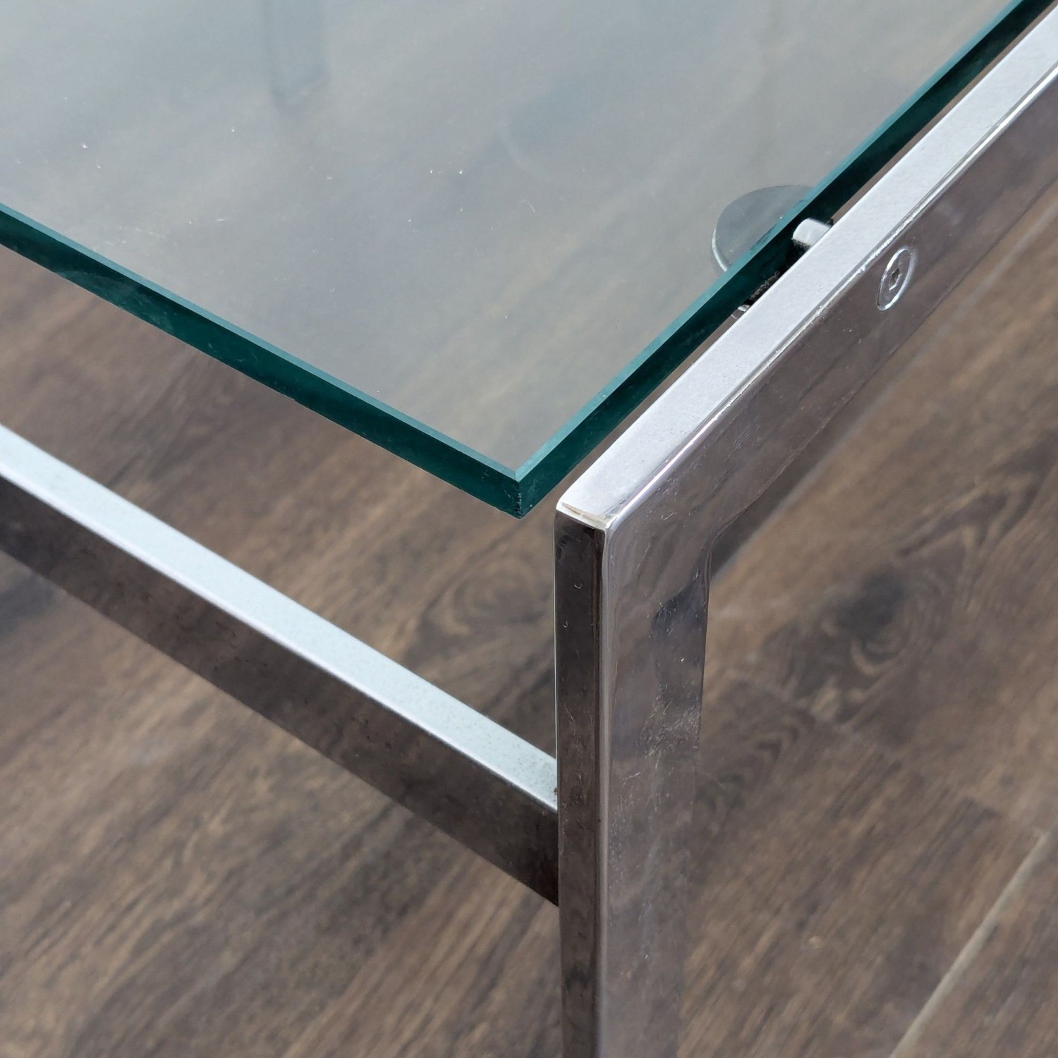 Glass and Chrome End Table - image-6