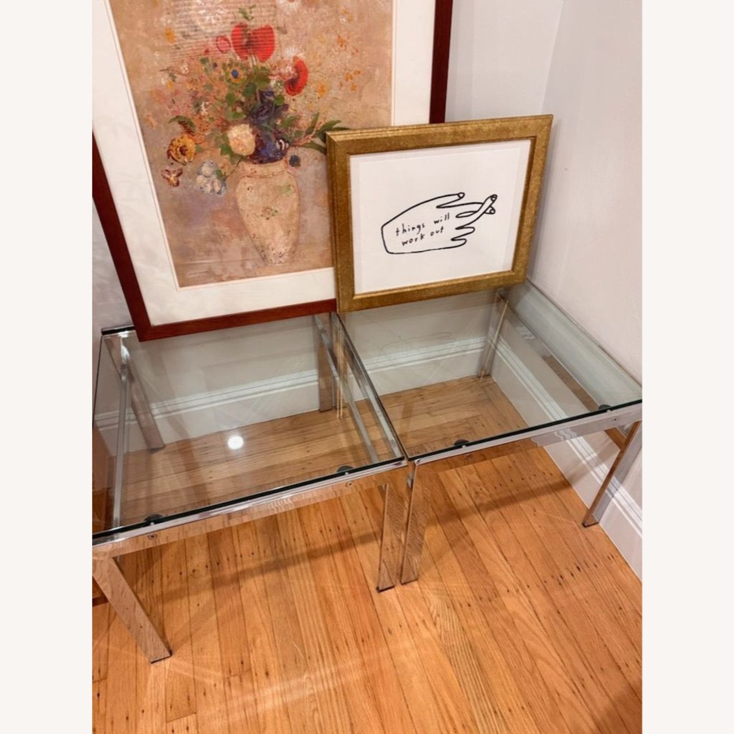 Glass and Chrome End Table - image-8