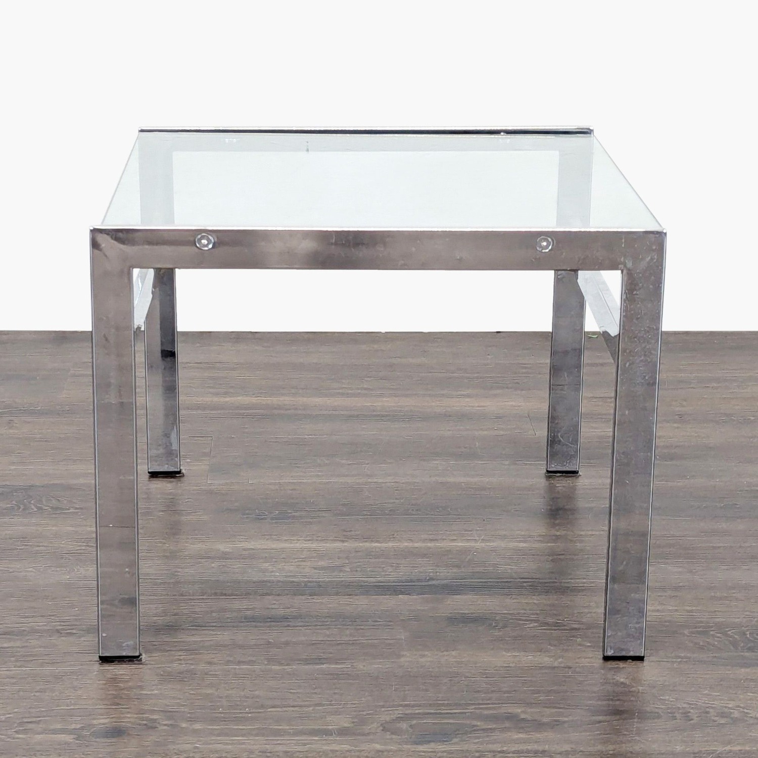 Glass and Chrome End Table - image-4