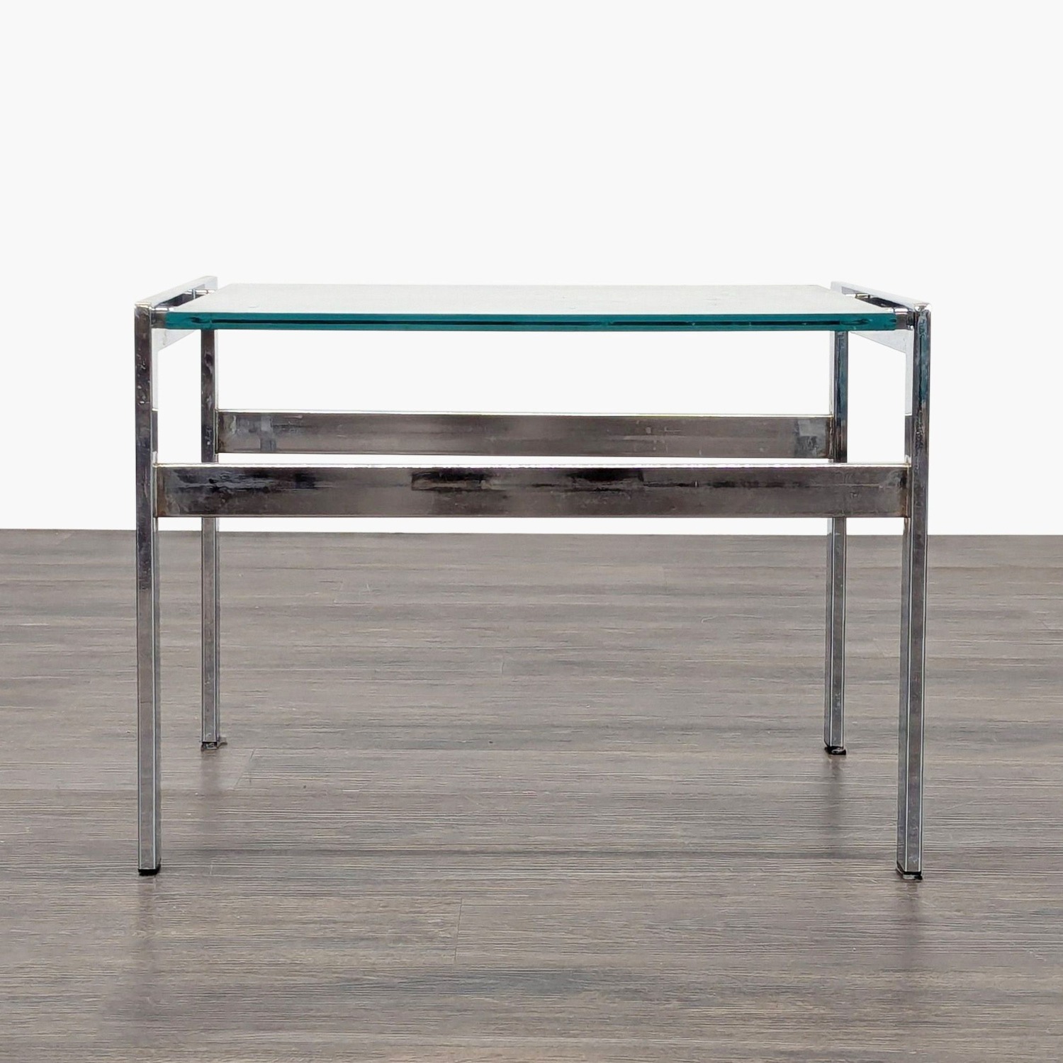 Glass and Chrome End Table - image-0