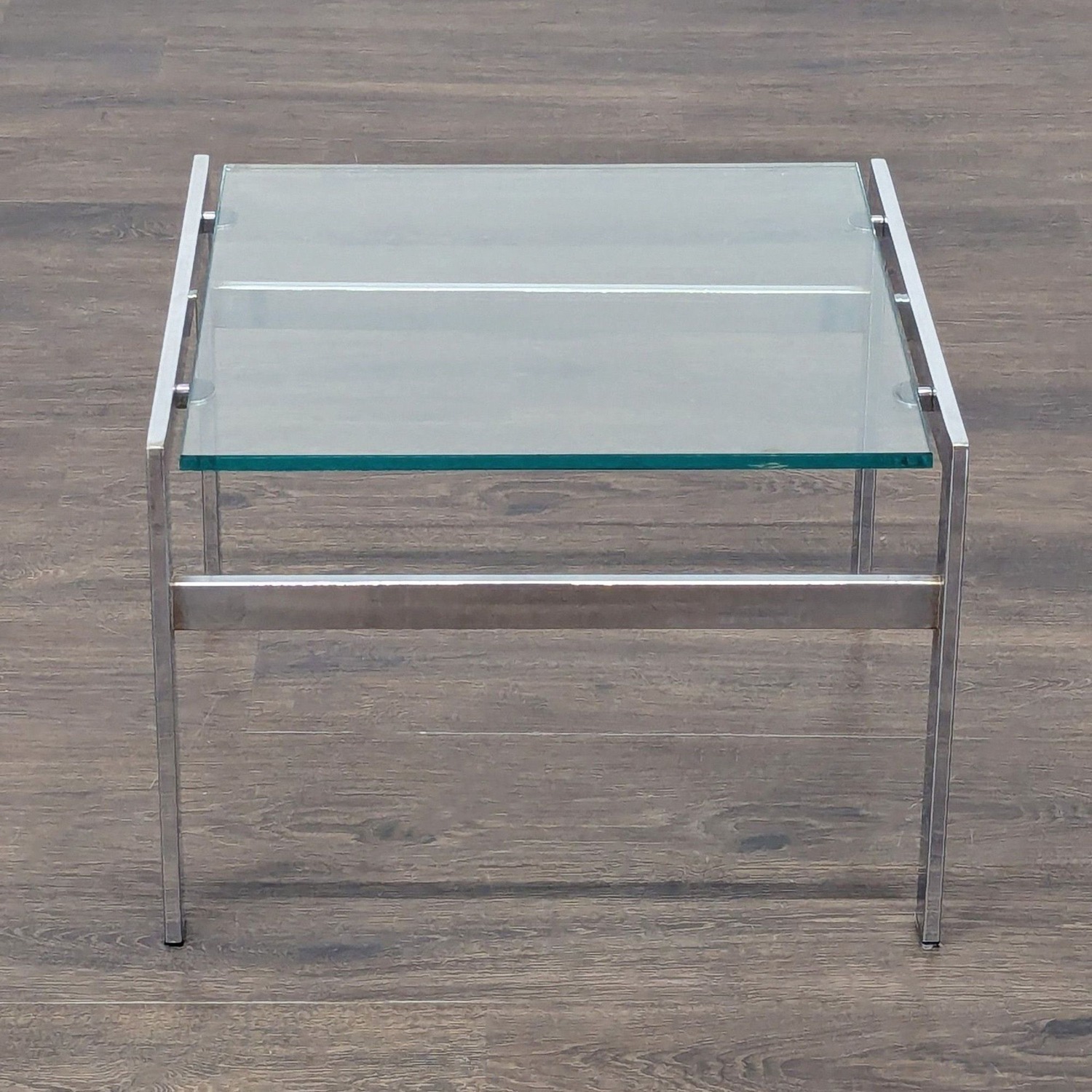 Glass and Chrome End Table - image-2