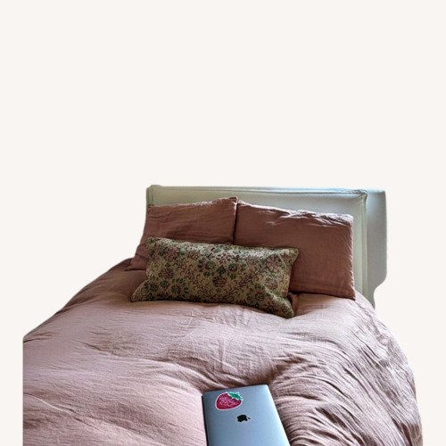 Used Restoration Hardware White Velvet Queen Bed for sale on AptDeco