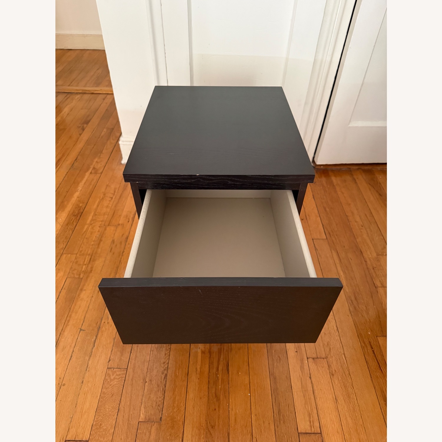 IKEA MALM Black Wood Nightstand with Two Drawers - image-4