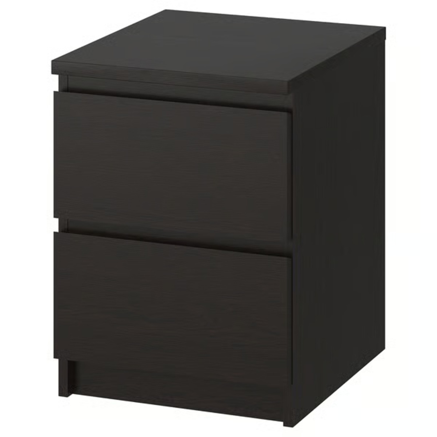 IKEA MALM Black Wood Nightstand with Two Drawers - image-5