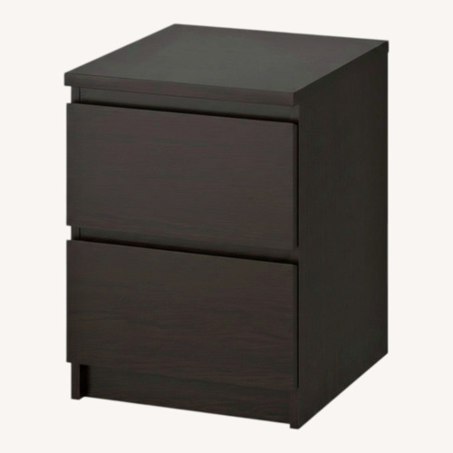 Used IKEA MALM Black Wood Nightstand with Two Drawers for sale on AptDeco