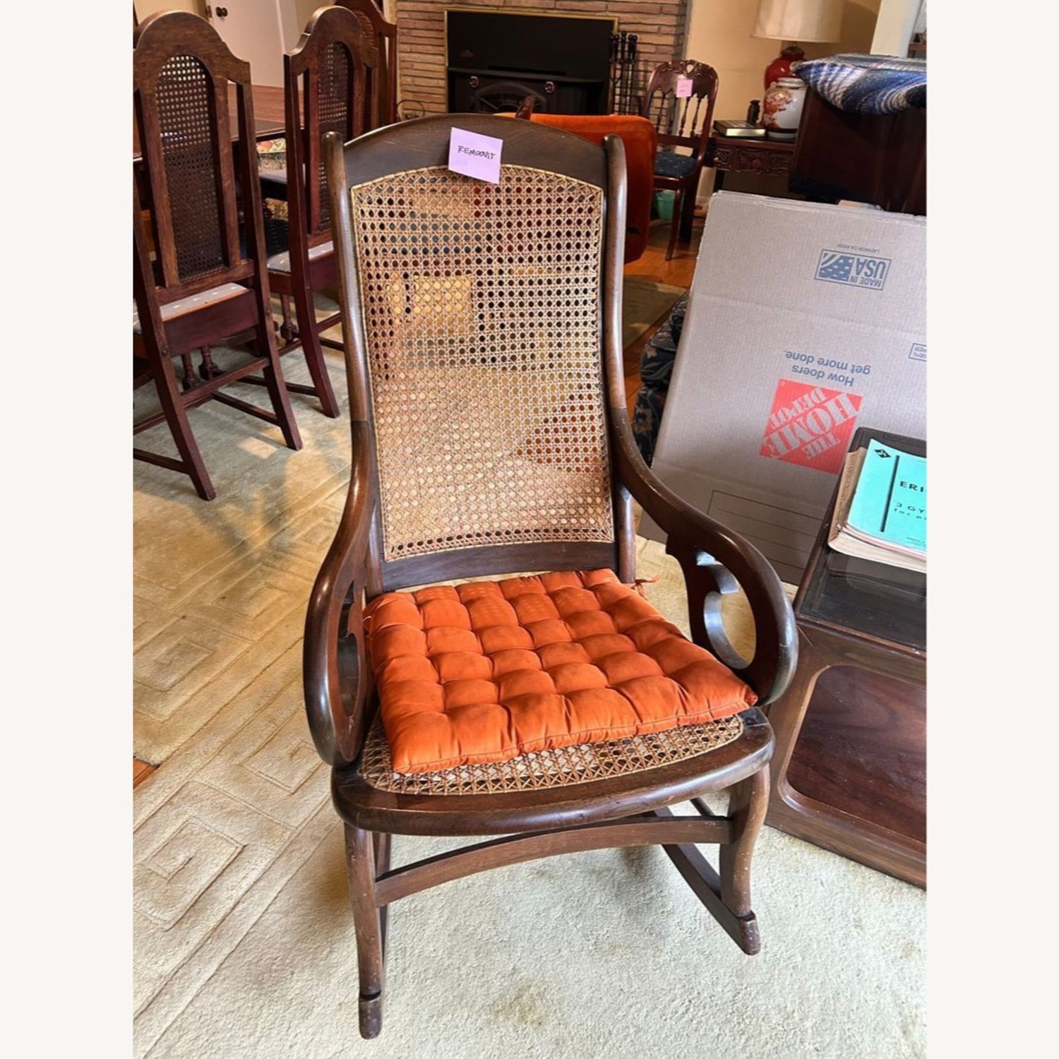 Vintage Bentwood Rocking Chair with Cane Back  - image-1
