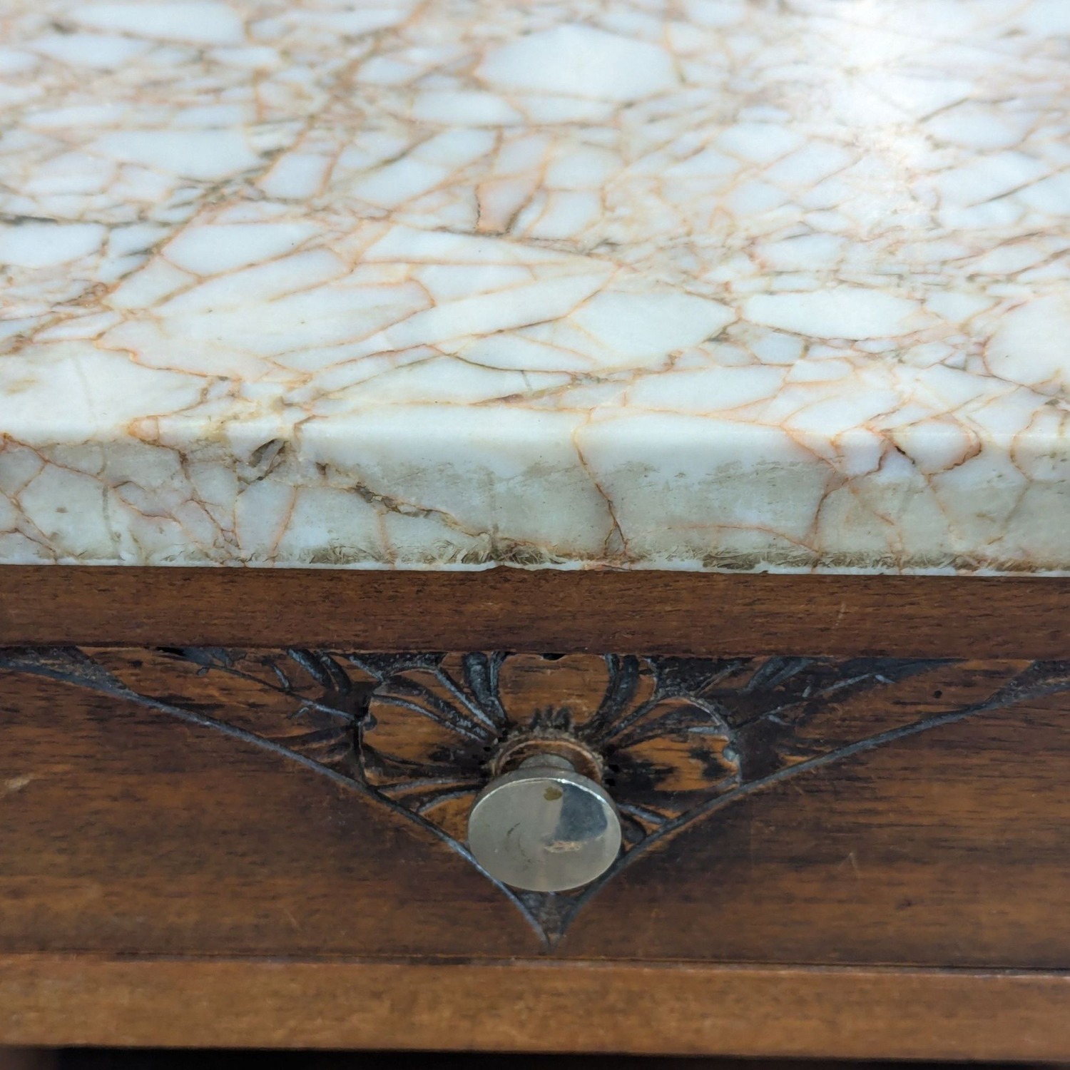 Antique Deco Nightstand with Marble Top - image-7