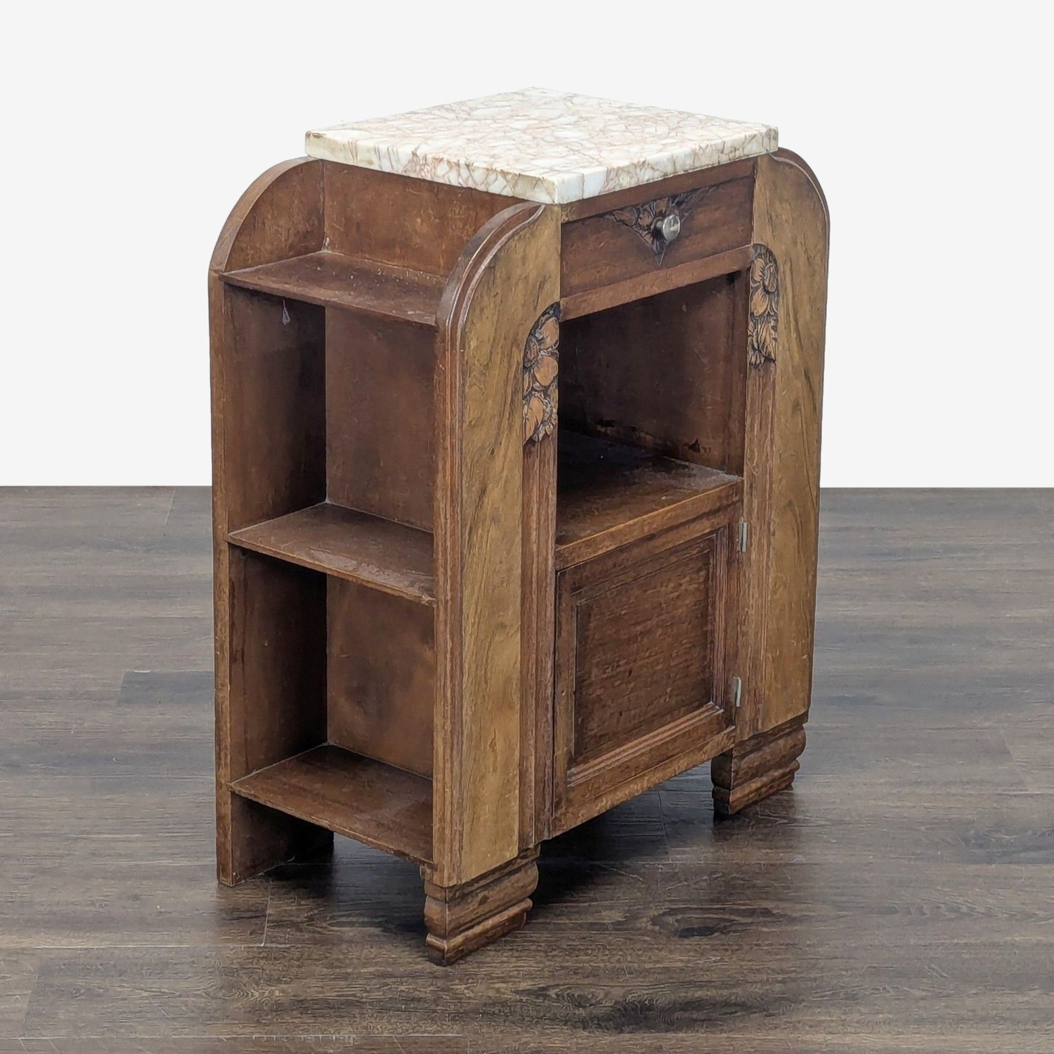 Antique Deco Nightstand with Marble Top - image-9