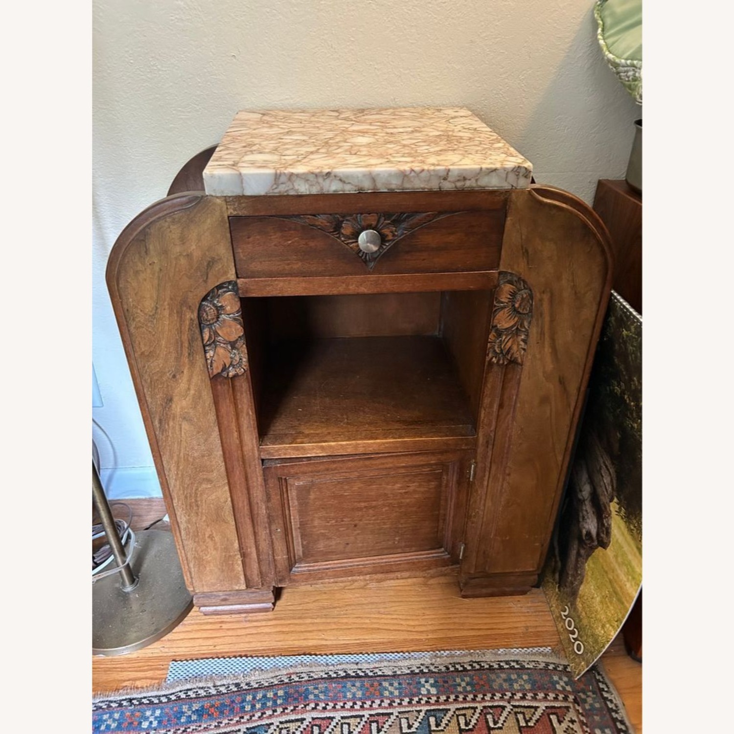 Antique Deco Nightstand with Marble Top - image-8