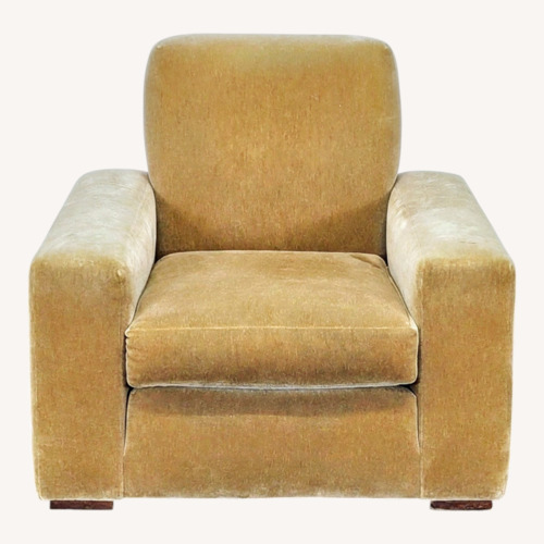 Used Cozy Mustard Brown Velvet Lounge Armchair for sale on AptDeco