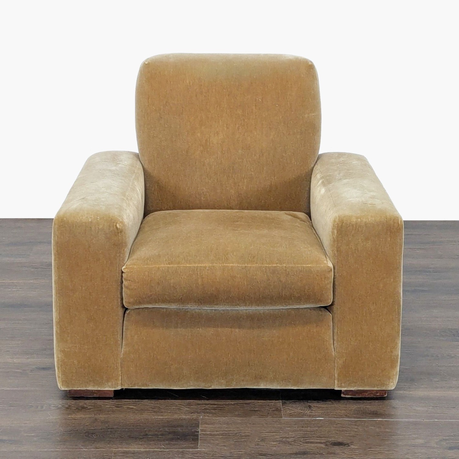Cozy Mustard Brown Velvet Lounge Armchair - image-2