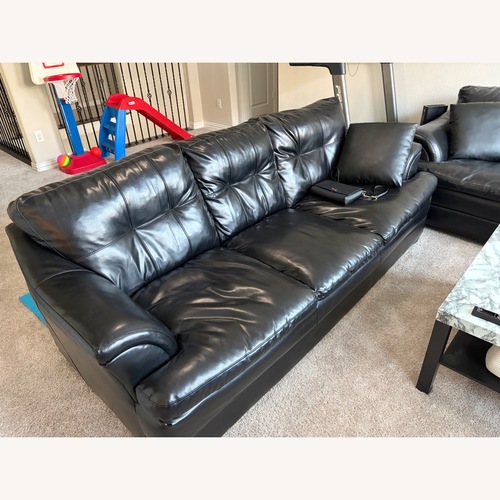 Used Genuine Black Leather Couch for sale on AptDeco