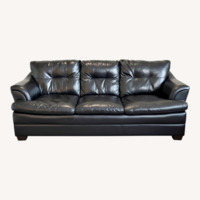 Genuine Black Leather Couch