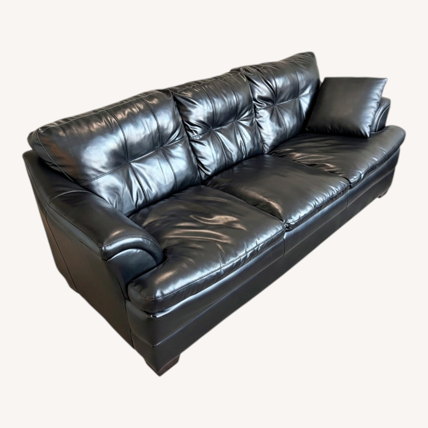 Genuine Black Leather Couch - image-2
