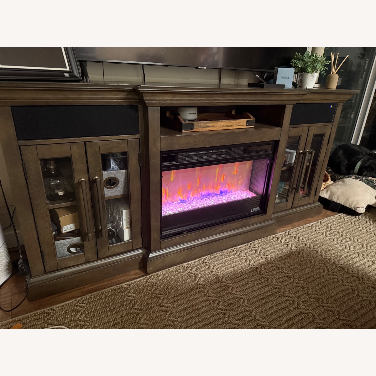 Raymour & Flanigan Elise Dark Brown Wood Media Storage - image-1