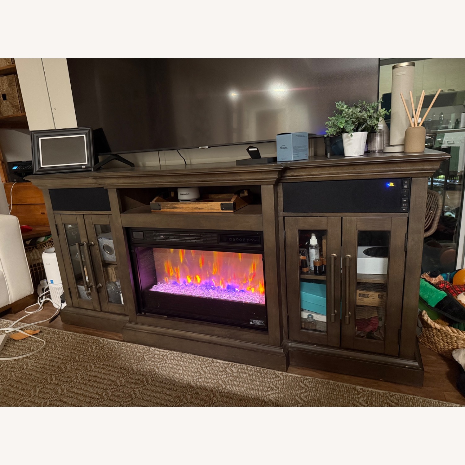 Raymour & Flanigan Elise Dark Brown Wood Media Storage - image-2