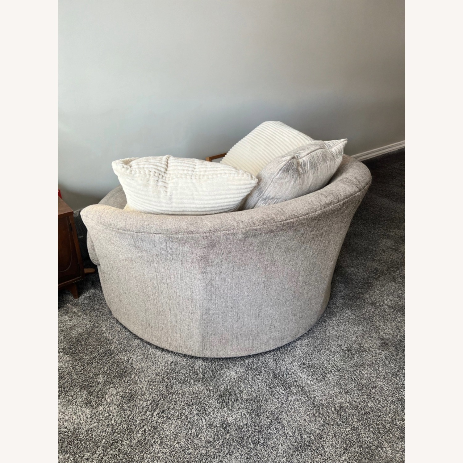 Oversized Swivel Round Loveseat Dark Beige - image-3