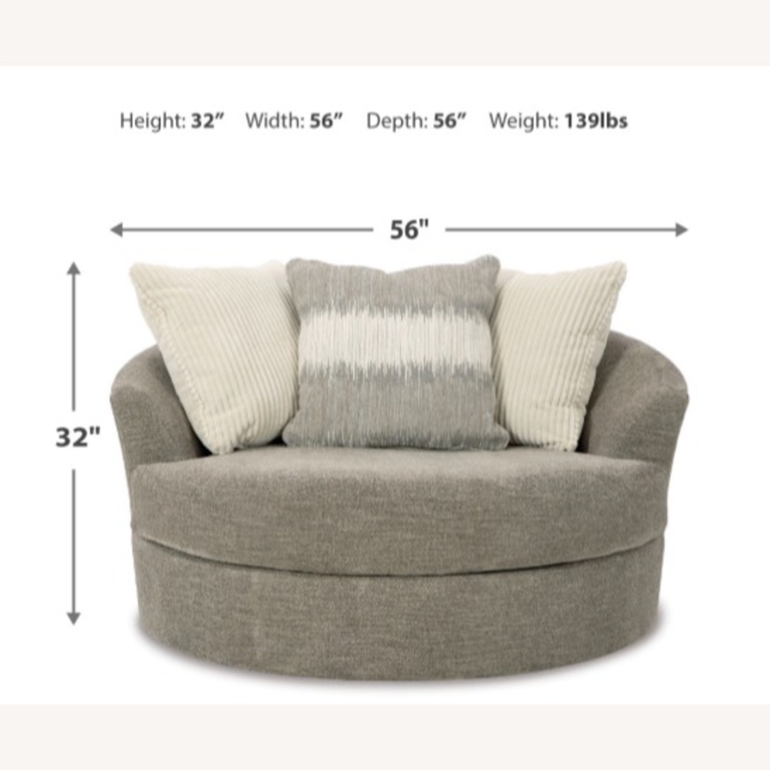 Oversized Swivel Round Loveseat Dark Beige - image-1