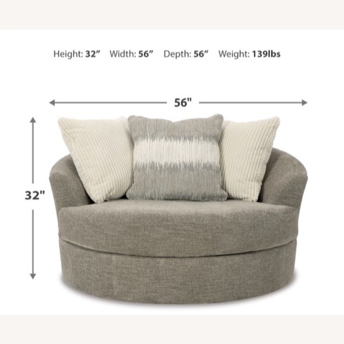 Used Oversized Swivel Round Loveseat Dark Beige for sale on AptDeco