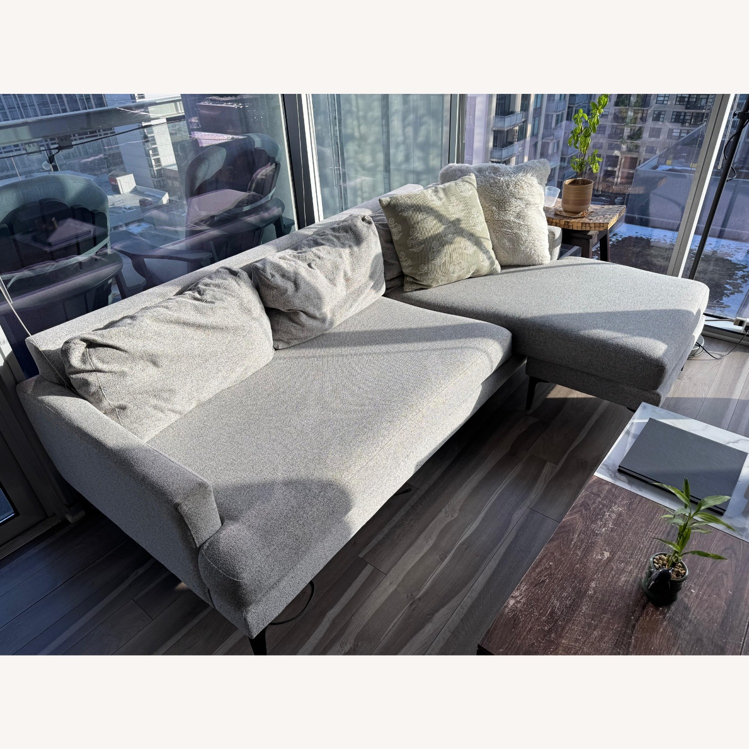 West Elm Andes Light Gray 2 Piece Sectional - image-3