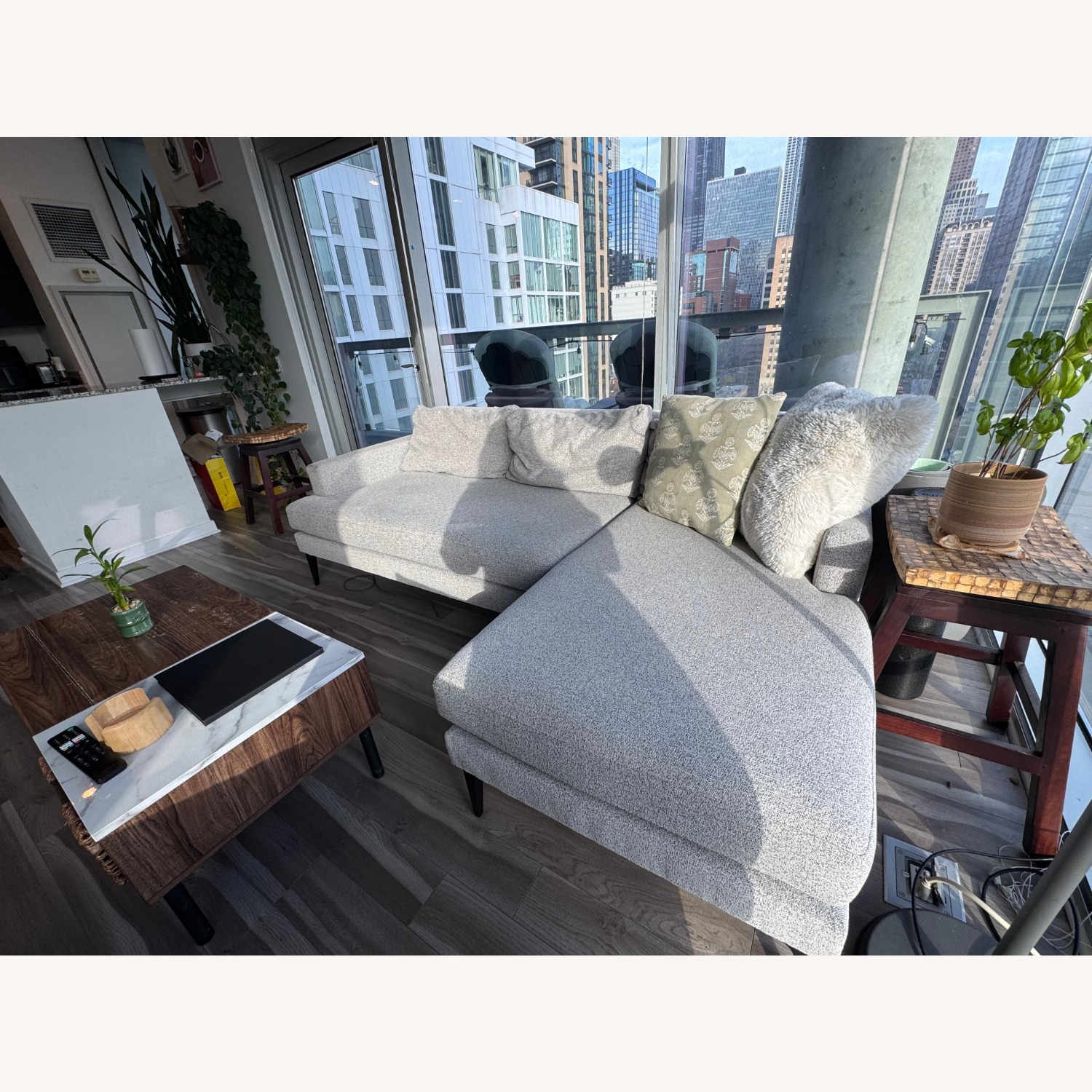 West Elm Andes Light Gray 2 Piece Sectional - image-2