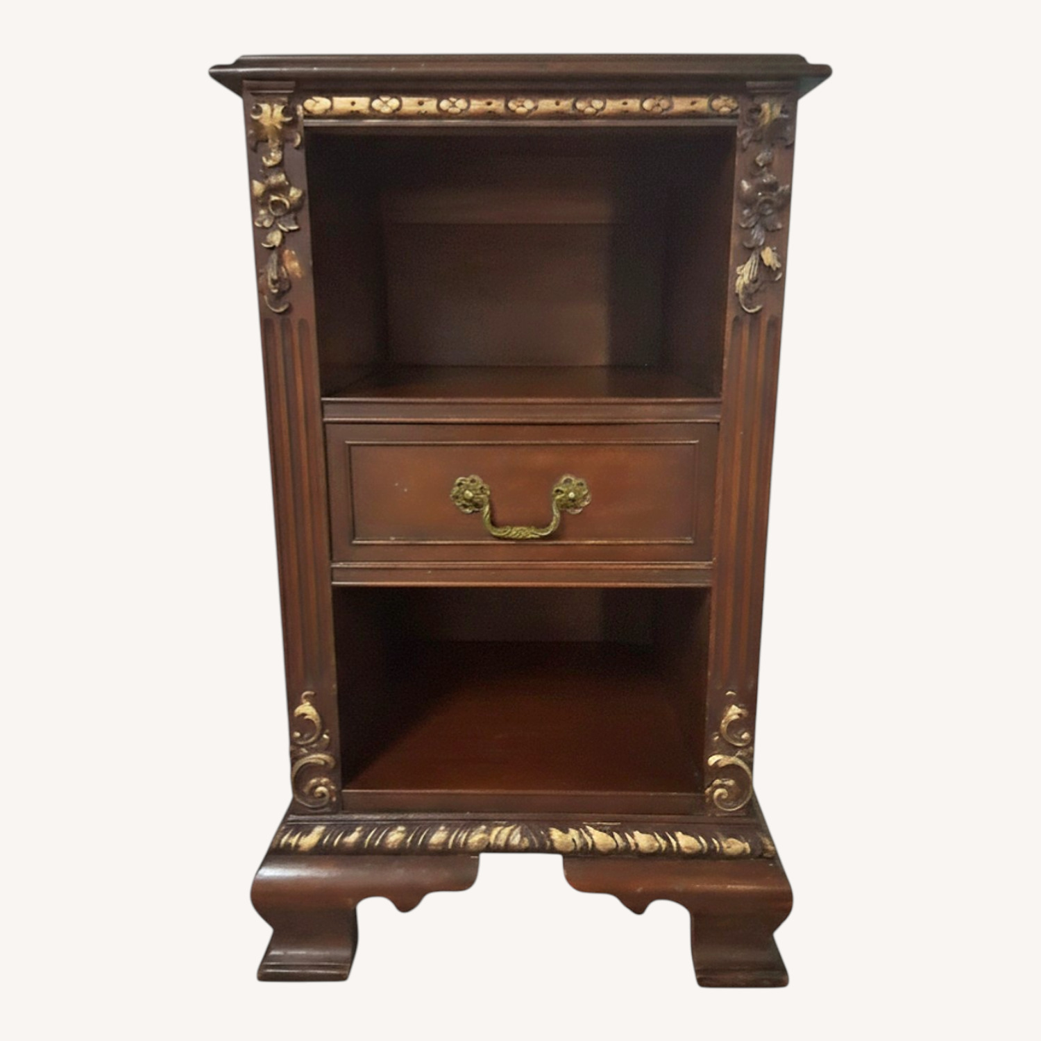 Antique Wood Side Table/ Stand With Gold Accents - image-15